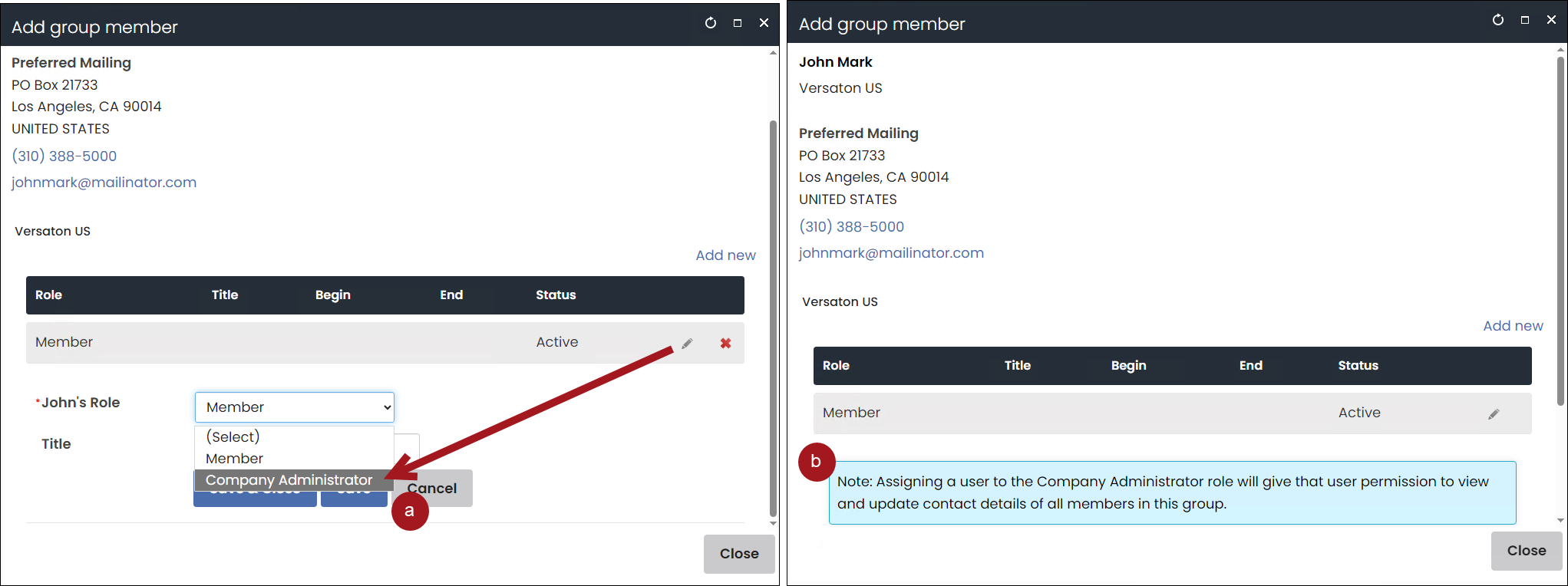Assigning someone the company administrator role